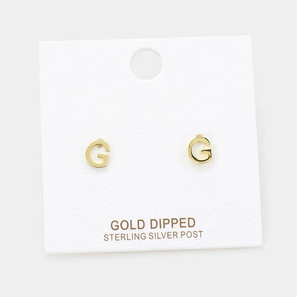Letter G Gold Dipped Metal Monogram Stud Earrings - Jewelry Store by Erik Rayo