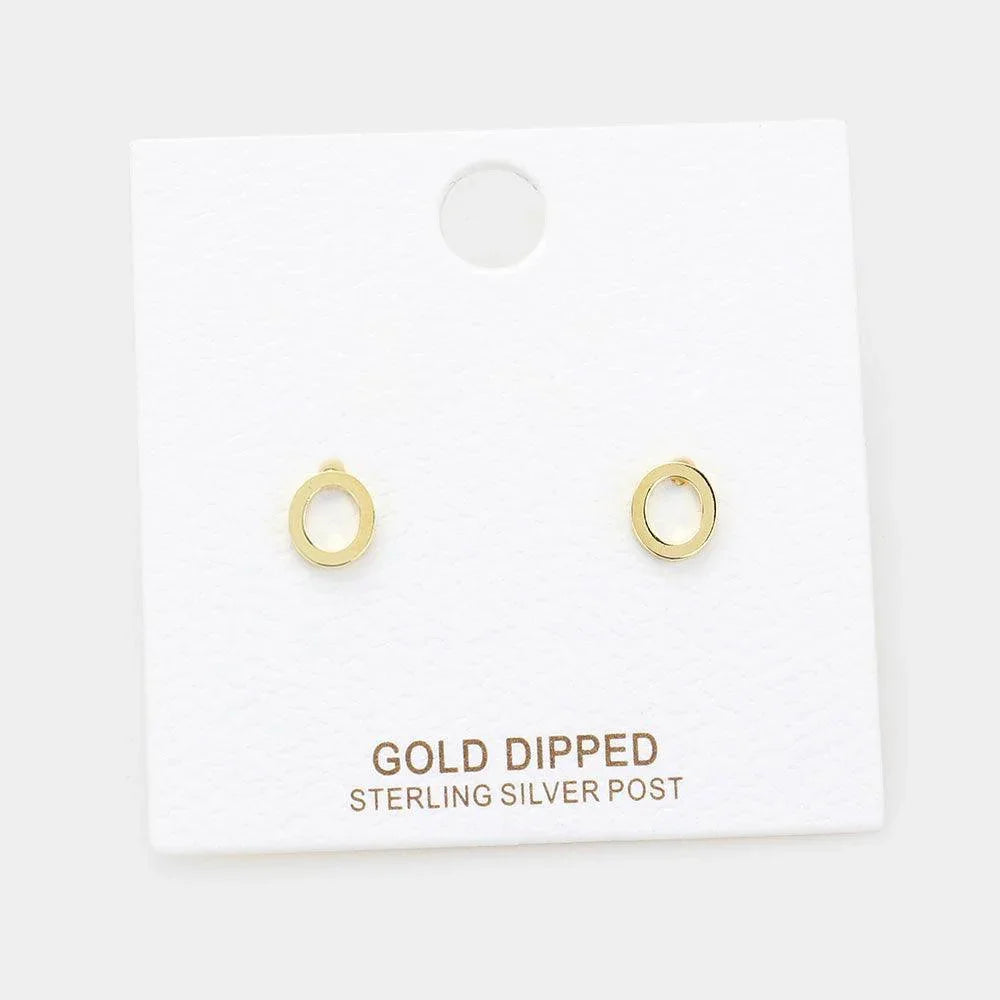 Letter O Gold Dipped Metal Monogram Stud Earrings - Jewelry Store by Erik Rayo