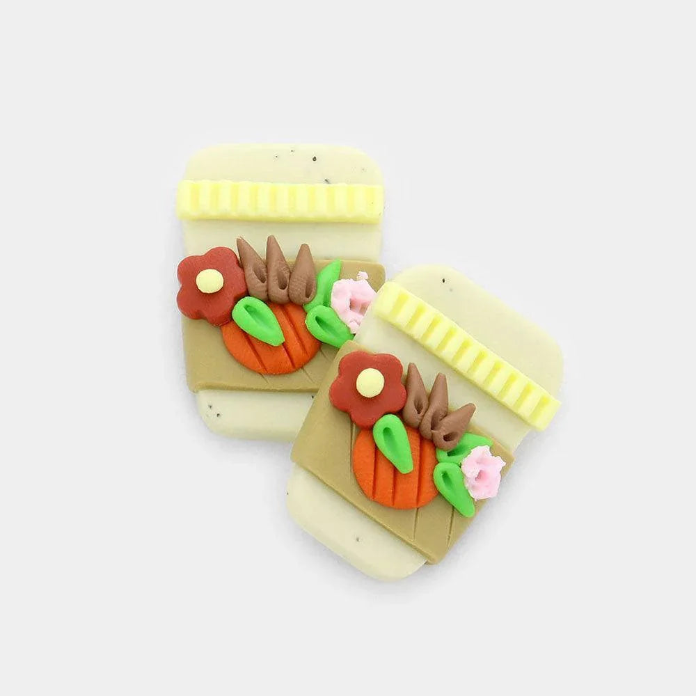 Polymer Clay Latte Stud Earrings - Jewelry Store by Erik Rayo