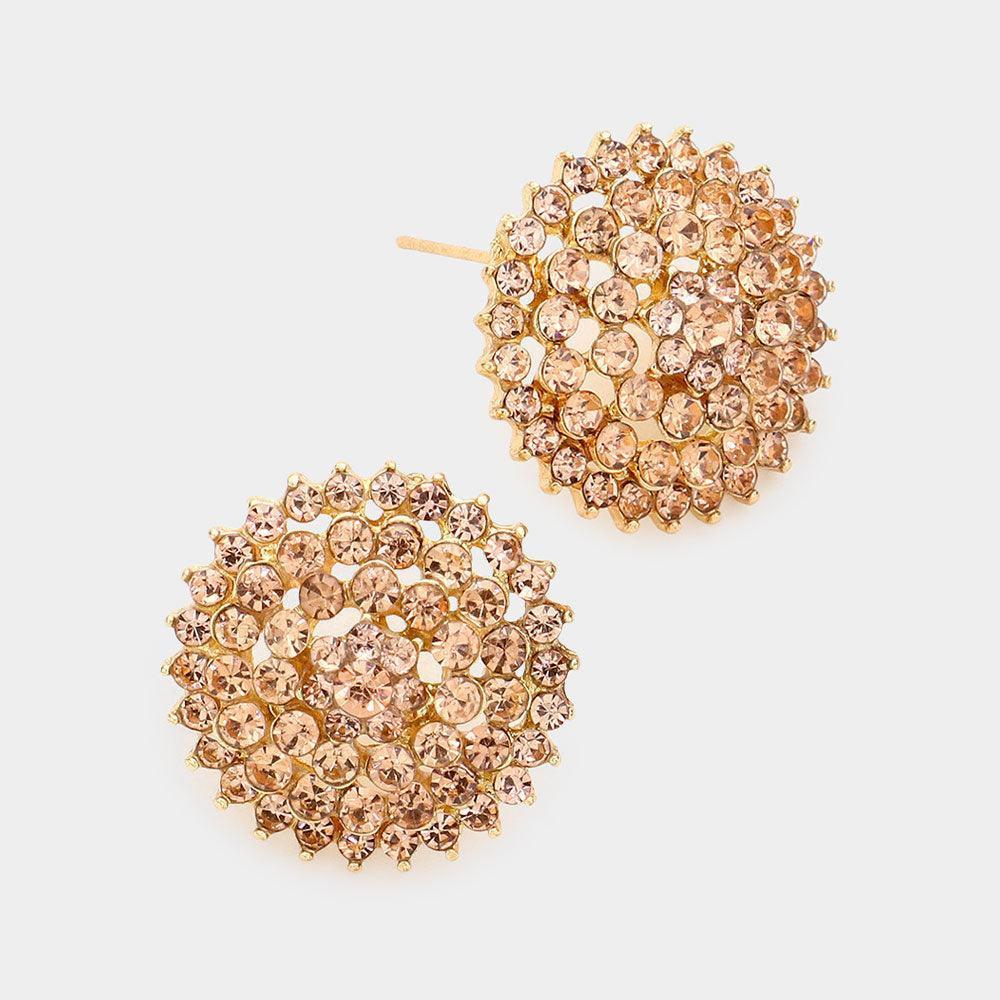 Peach Bloom Crystal Rhinestone Stud Earrings - Jewelry Store by Erik Rayo