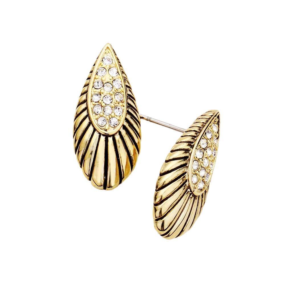 Gold Rhinestone Stud Earrings - Jewelry Store by Erik Rayo