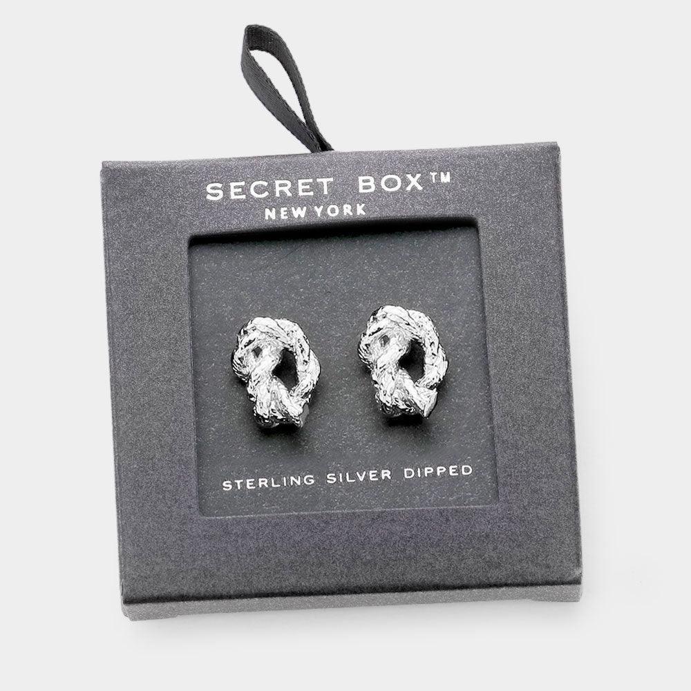 White Sterling Silver Dipped Abstract Metal Stud Earrings - Jewelry Store by Erik Rayo