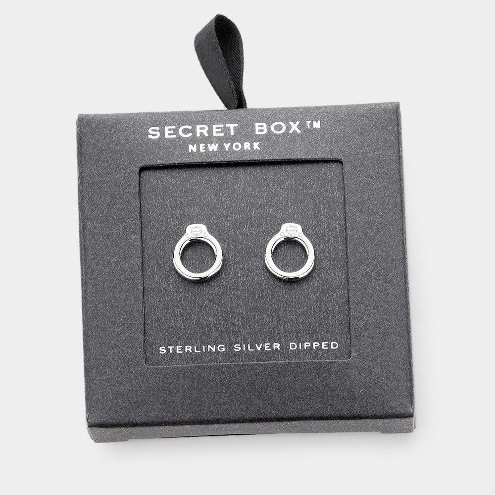 White Sterling Silver Dipped Open Metal Stud Earrings - Jewelry Store by Erik Rayo