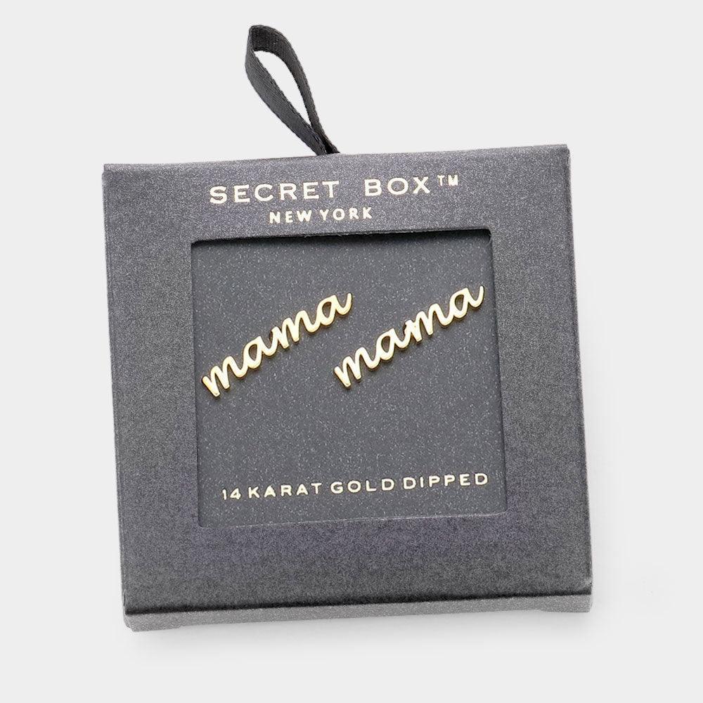 14K Gold Dipped mama Metal Stud Earrings - Jewelry Store by Erik Rayo