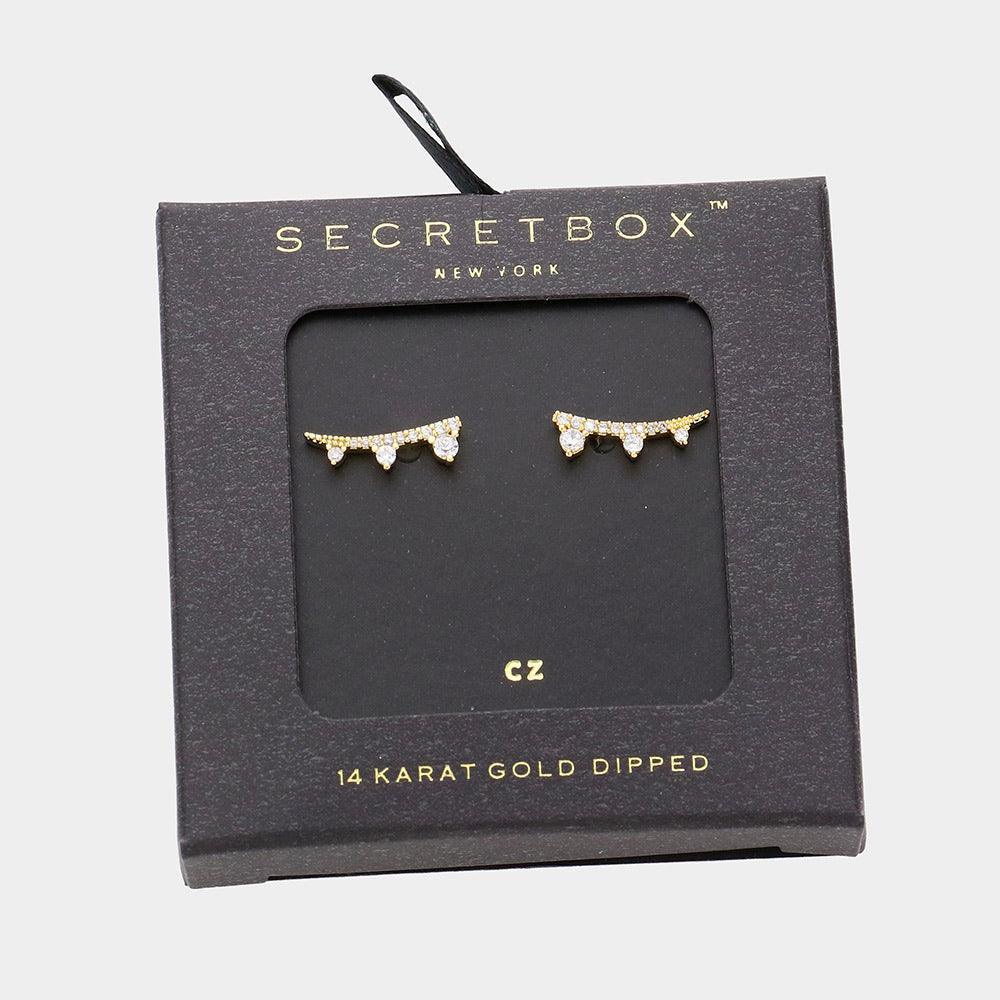 14K Gold Dipped CZ Stone Paved Stud Earrings - Jewelry Store by Erik Rayo