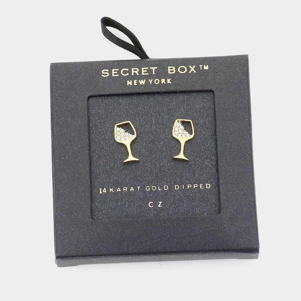 14K Gold Dipped CZ Cocktail Stud Earrings - Jewelry Store by Erik Rayo