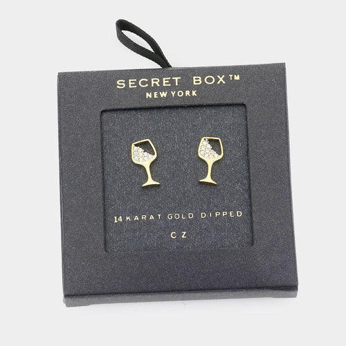 14K Gold Dipped CZ Cocktail Stud Earrings - Jewelry Store by Erik Rayo