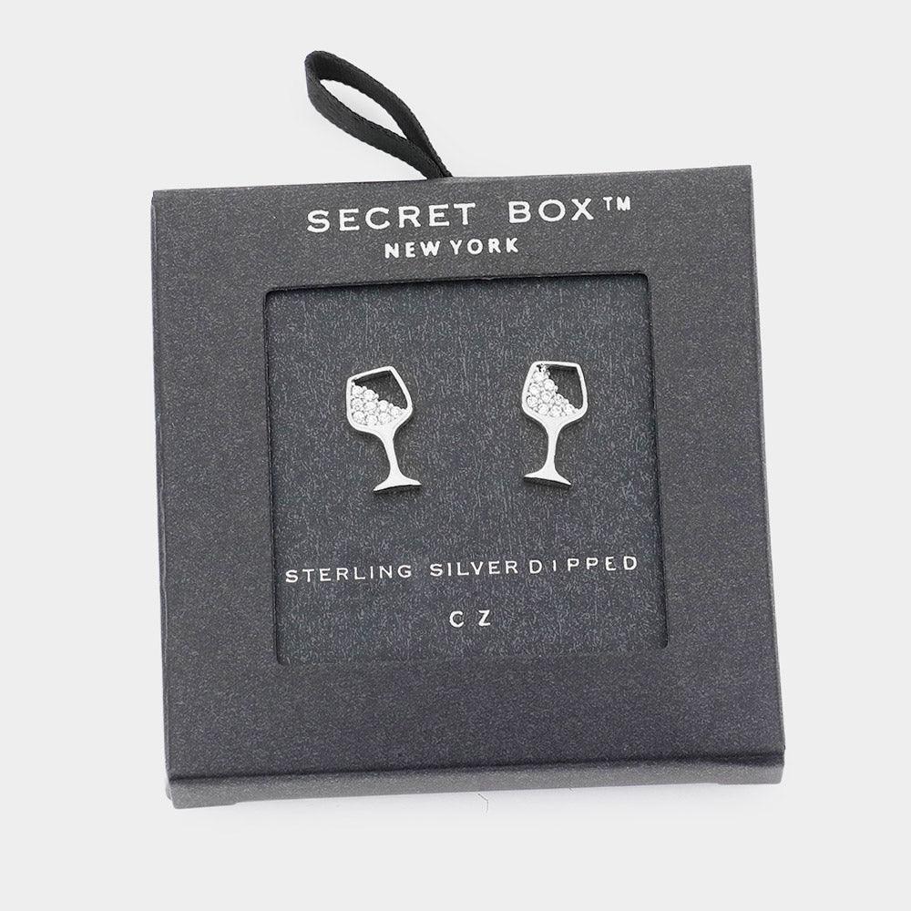 White Sterling Silver Dipped CZ Cocktail Stud Earrings - Jewelry Store by Erik Rayo