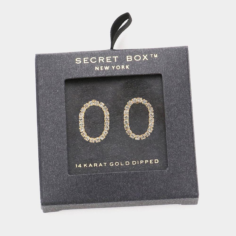 14K Gold Dipped CZ Open Oval Stud Earrings - Jewelry Store by Erik Rayo