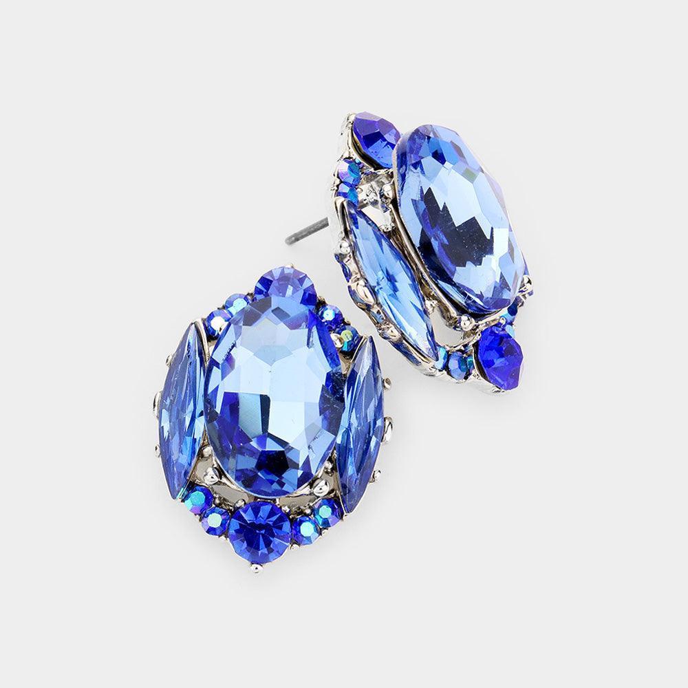 Emerald Cut Stone Accented Stud Evening Earrings - Jewelry Store by Erik Rayo