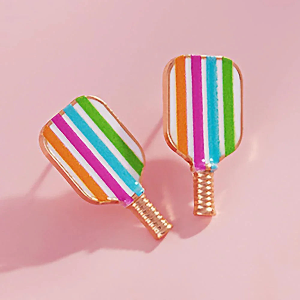 Enamel Pickleball Paddle Stud Earrings