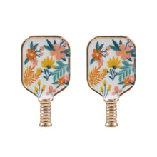 Load image into Gallery viewer, White Enamel Flower Pickleball Paddle Stud Earrings
