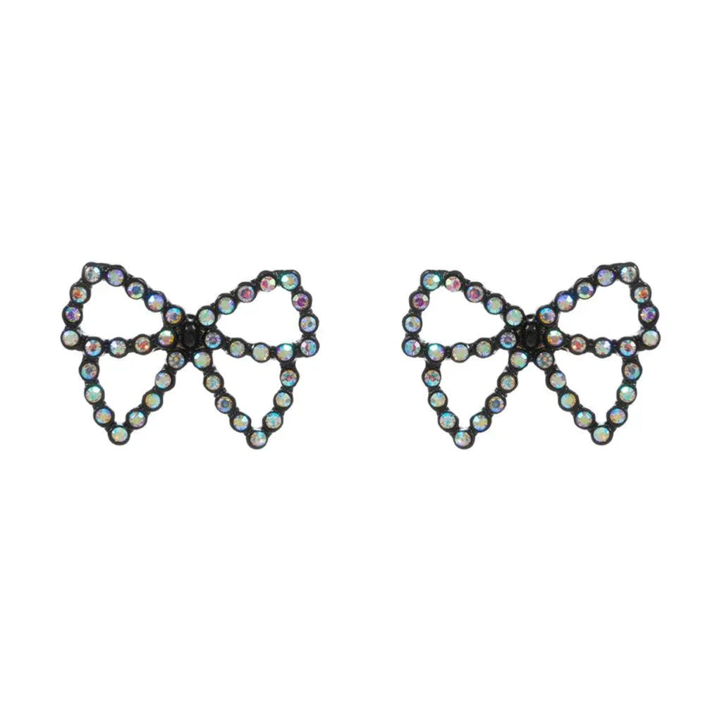 Black Rhinestone Paved Bow Stud Earrings - Jewelry Store by Erik Rayo