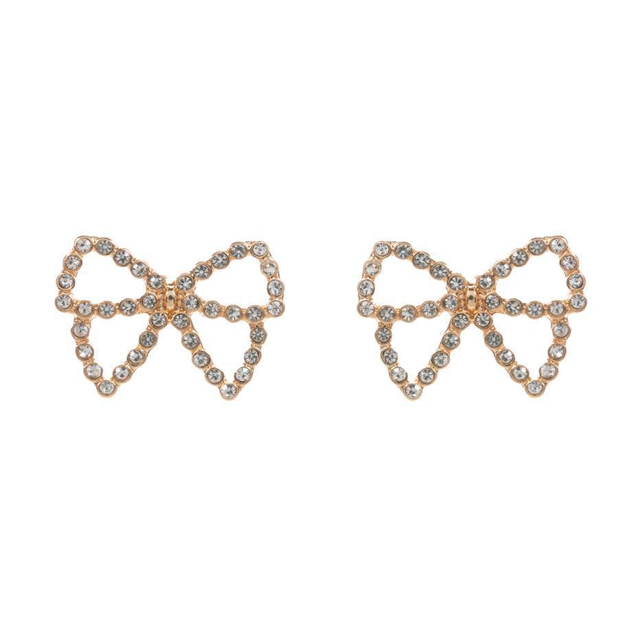 Clear Rhinestone Paved Bow Stud Earrings - Jewelry Store by Erik Rayo