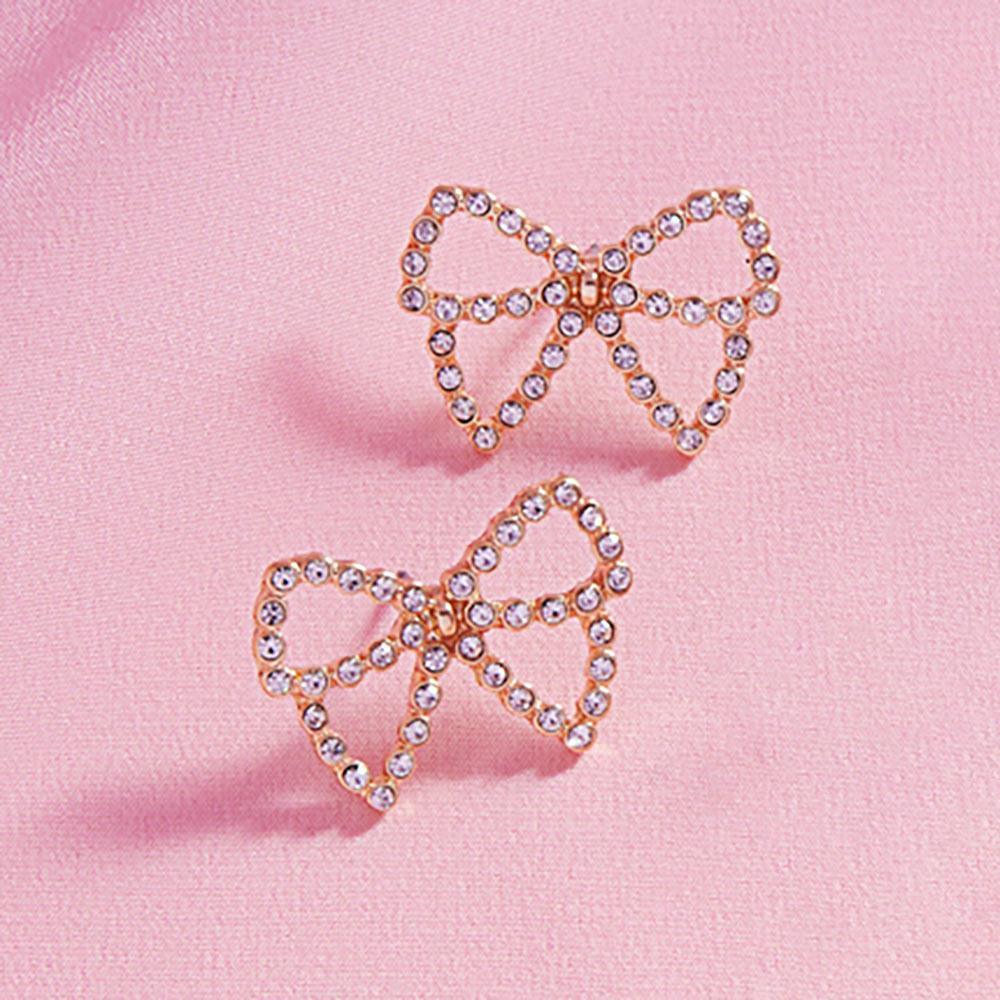 Clear Rhinestone Paved Bow Stud Earrings - Jewelry Store by Erik Rayo