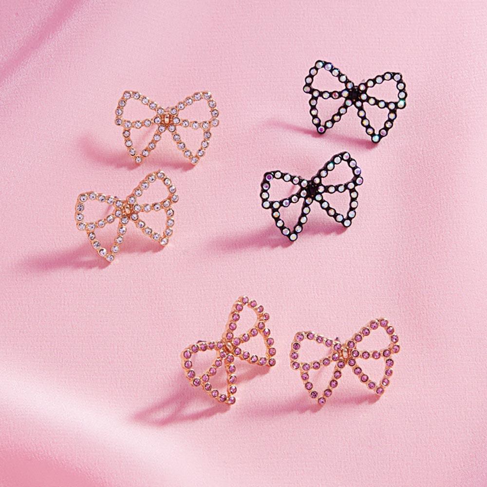 Cream Pearl Paved Bow Stud Earrings - Jewelry Store by Erik Rayo