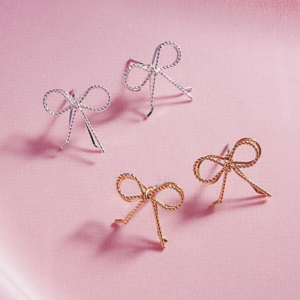 Silver Wire Metal Rope Bow Stud Earrings - Jewelry Store by Erik Rayo