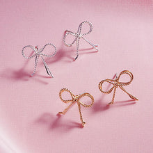 Load image into Gallery viewer, Silver Wire Metal Rope Bow Stud Earrings
