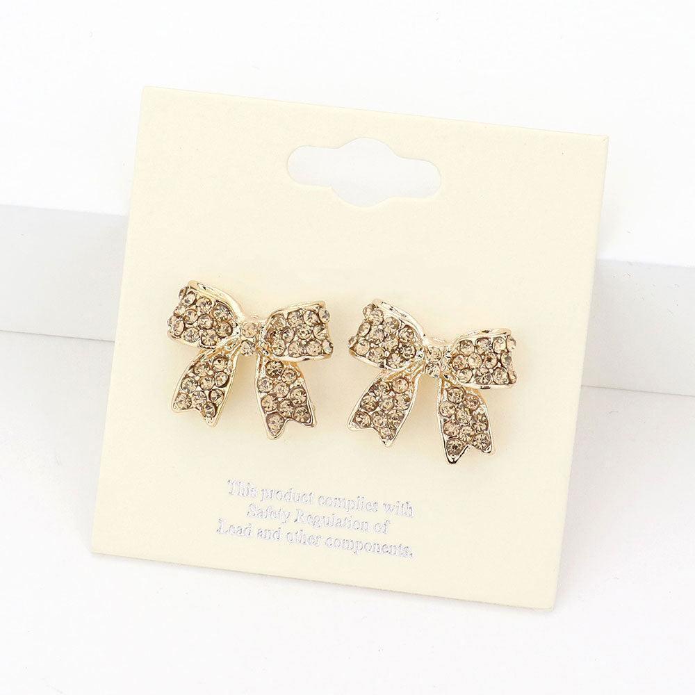 Pave bow stud earrings - Jewelry Store by Erik Rayo