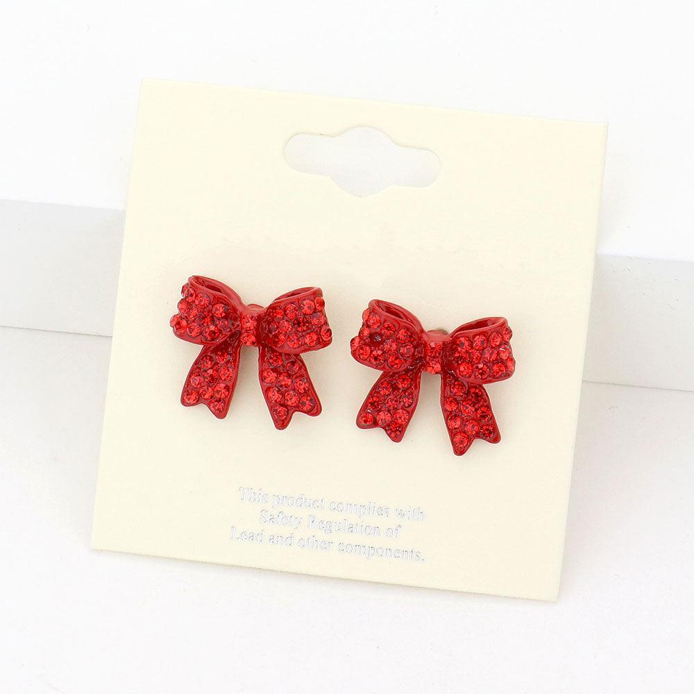 Pave bow stud earrings - Jewelry Store by Erik Rayo