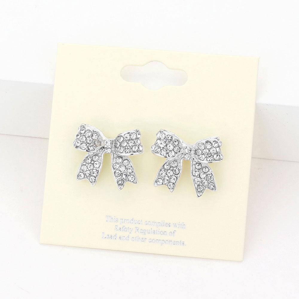 Pave bow stud earrings - Jewelry Store by Erik Rayo