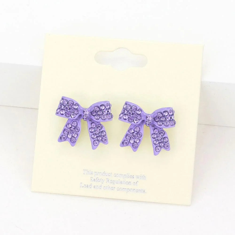 Pave bow stud earrings - Jewelry Store by Erik Rayo