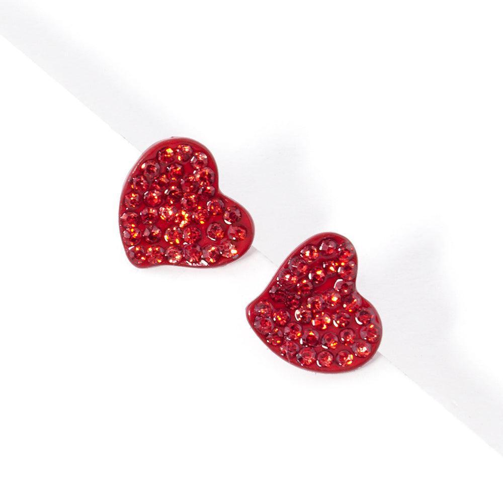 Stone Paved Heart Stud Earrings - Jewelry Store by Erik Rayo