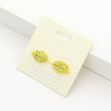 Load image into Gallery viewer, Yellow Crystal Pave Lips Stud Earrings
