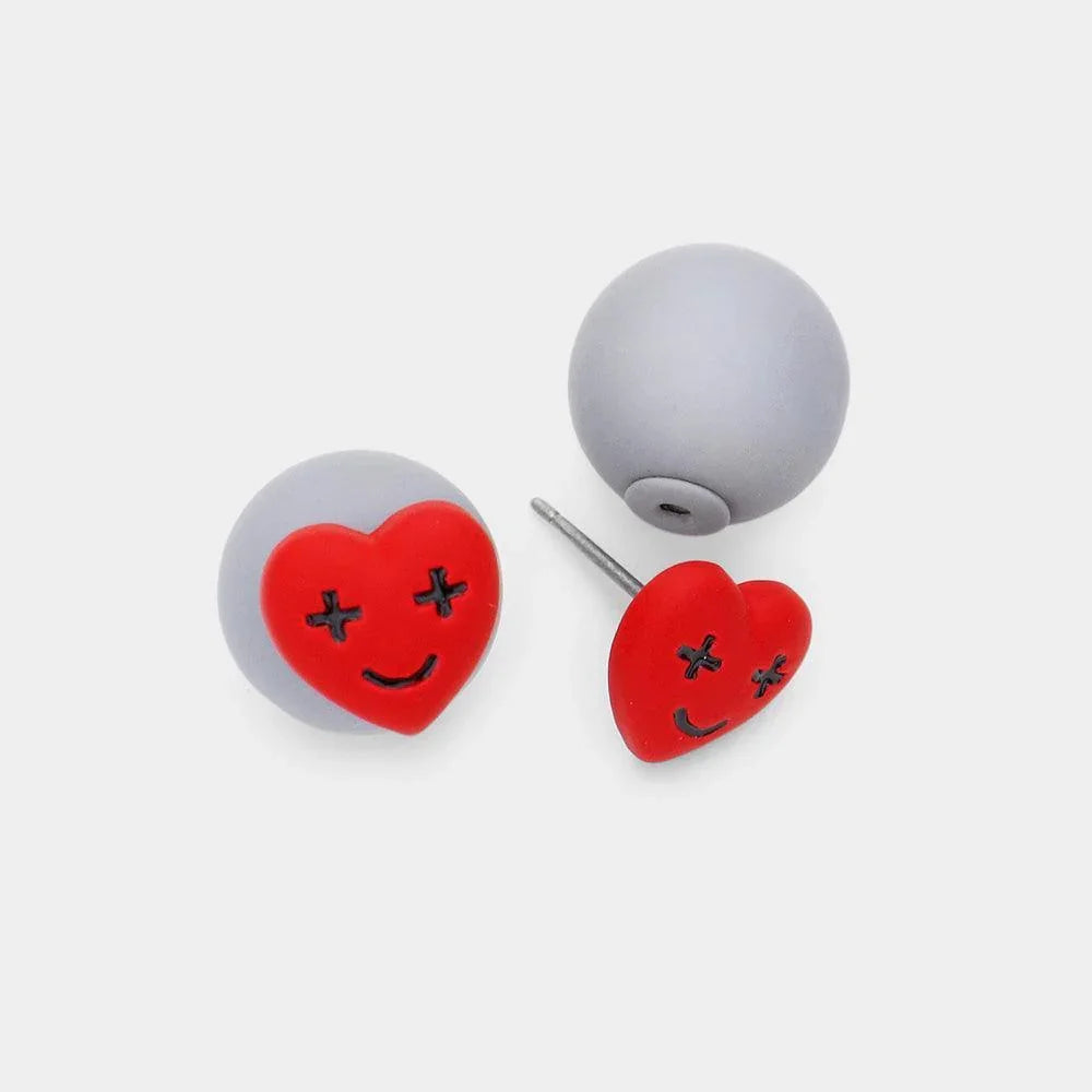 Red Heart Stud Double Sided Earrings - Jewelry Store by Erik Rayo
