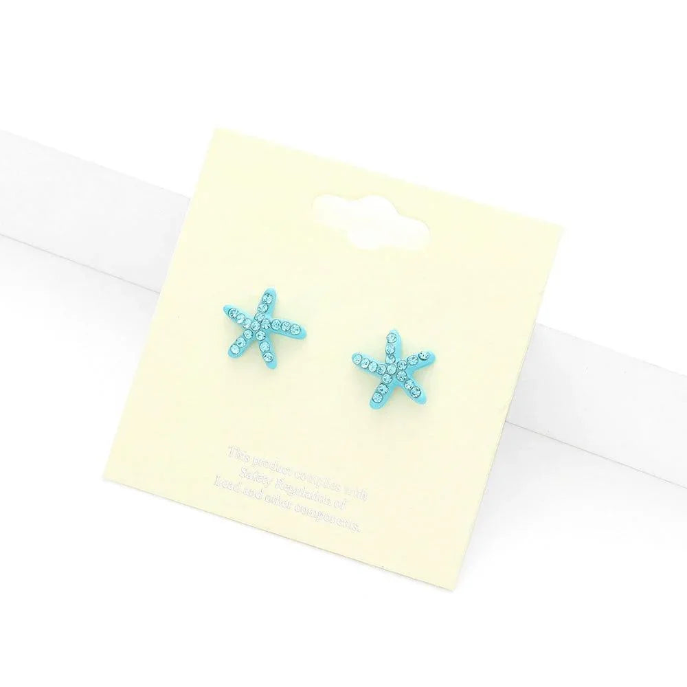 Crystal Starfish Stud Earrings - Jewelry Store by Erik Rayo