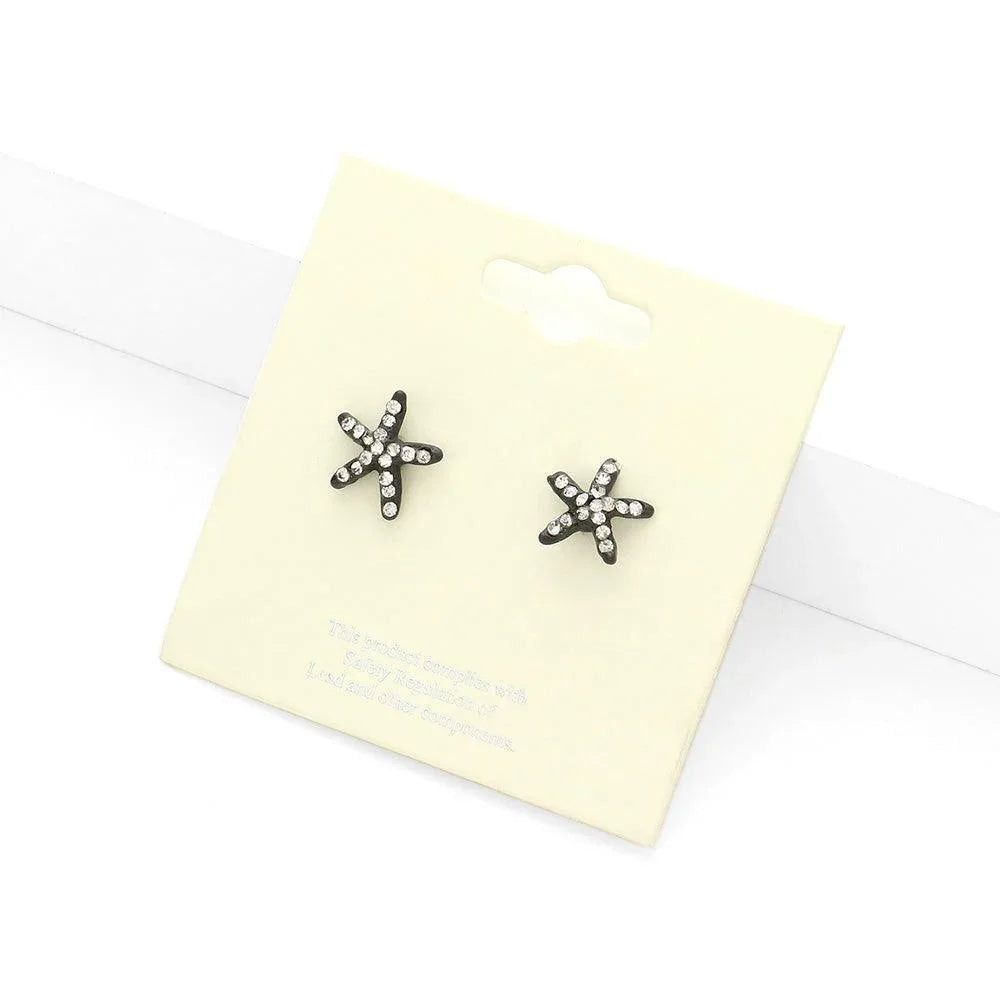 Clear Crystal Starfish Stud Earrings - Jewelry Store by Erik Rayo