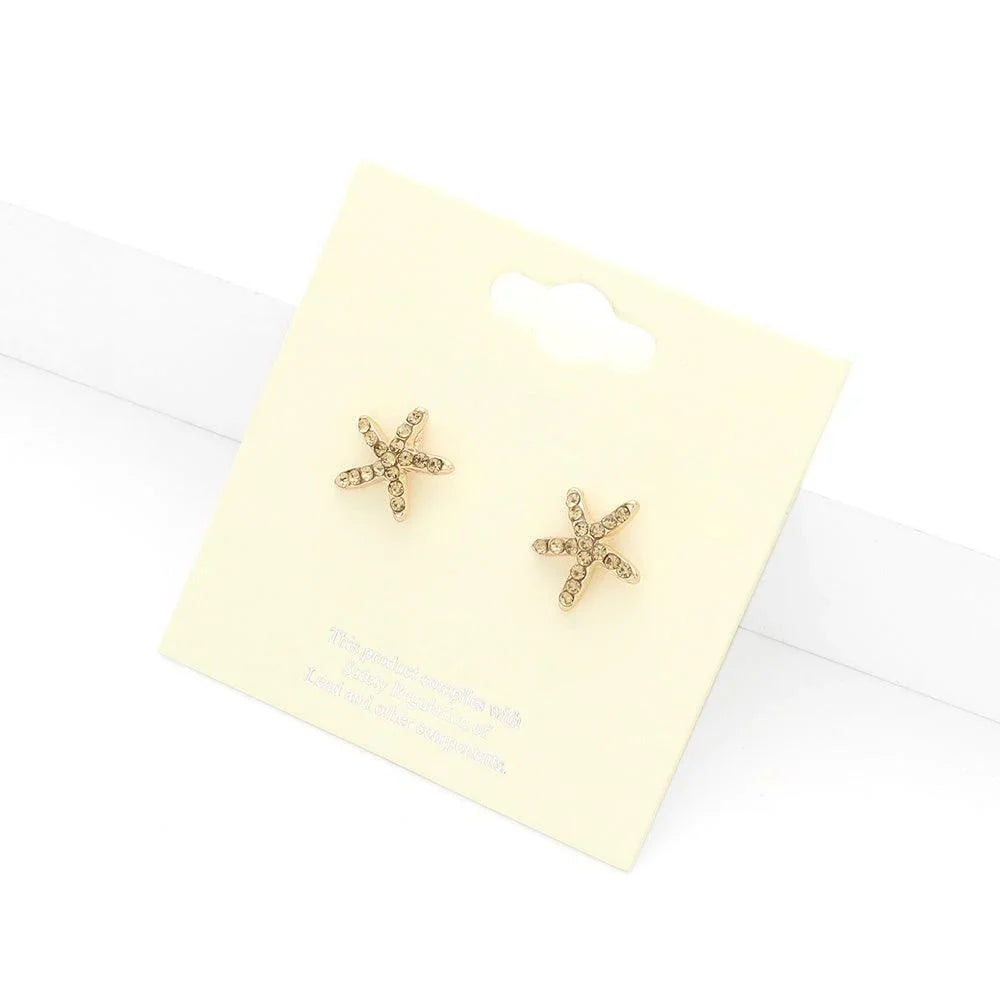 Crystal Starfish Stud Earrings - Jewelry Store by Erik Rayo