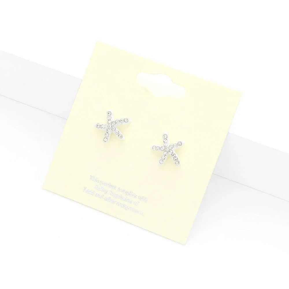 Clear Crystal Starfish Stud Earrings - Jewelry Store by Erik Rayo