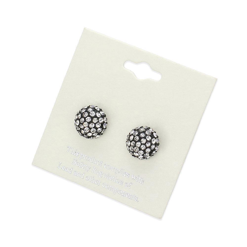 Clear Crystal PaveD Round Dome Stud Earrings - Jewelry Store by Erik Rayo