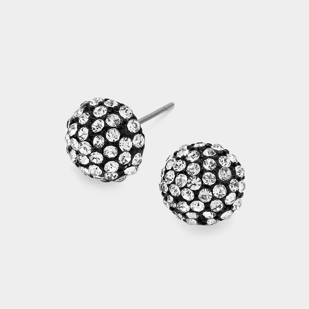 Clear Crystal PaveD Round Dome Stud Earrings - Jewelry Store by Erik Rayo