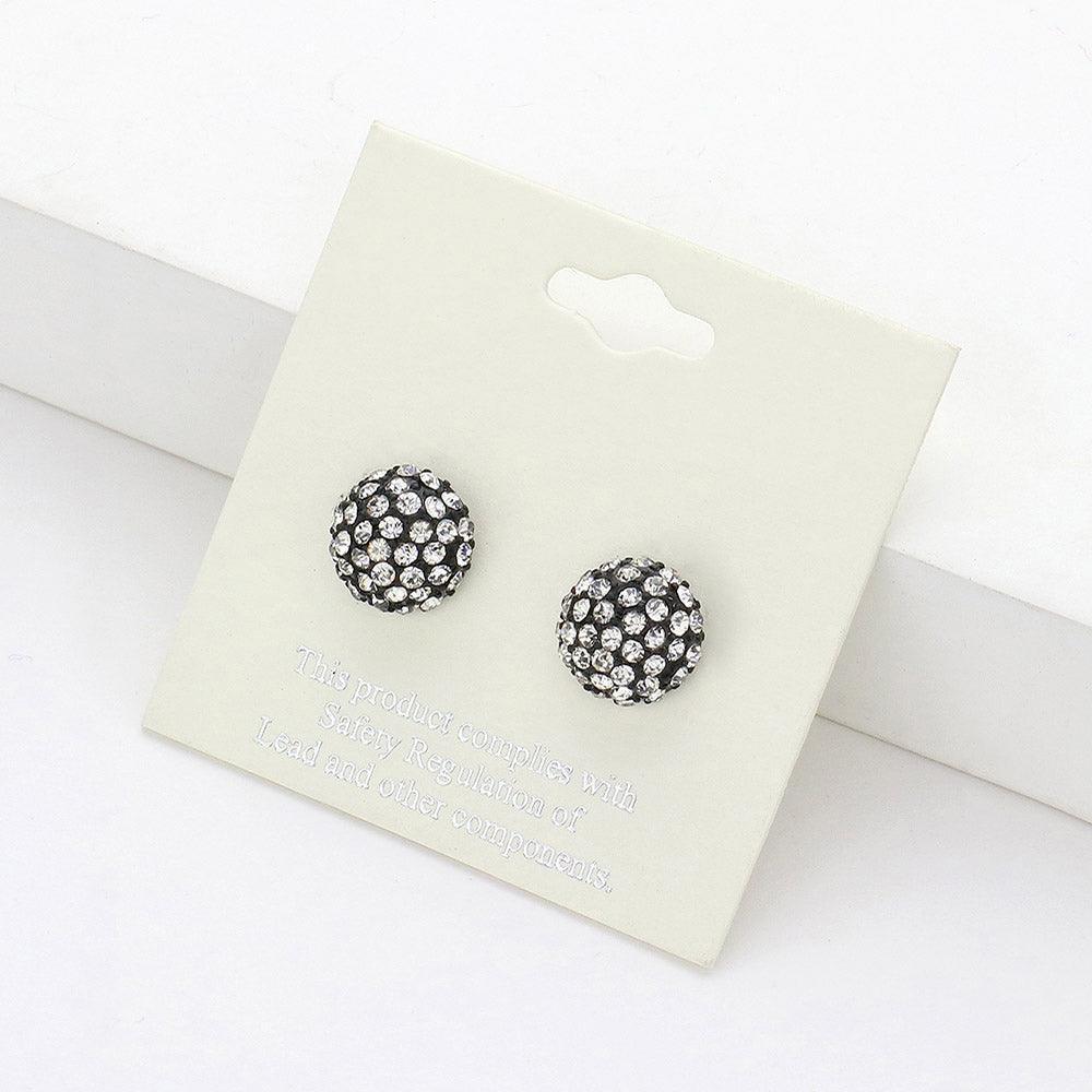 Clear Crystal PaveD Round Dome Stud Earrings - Jewelry Store by Erik Rayo