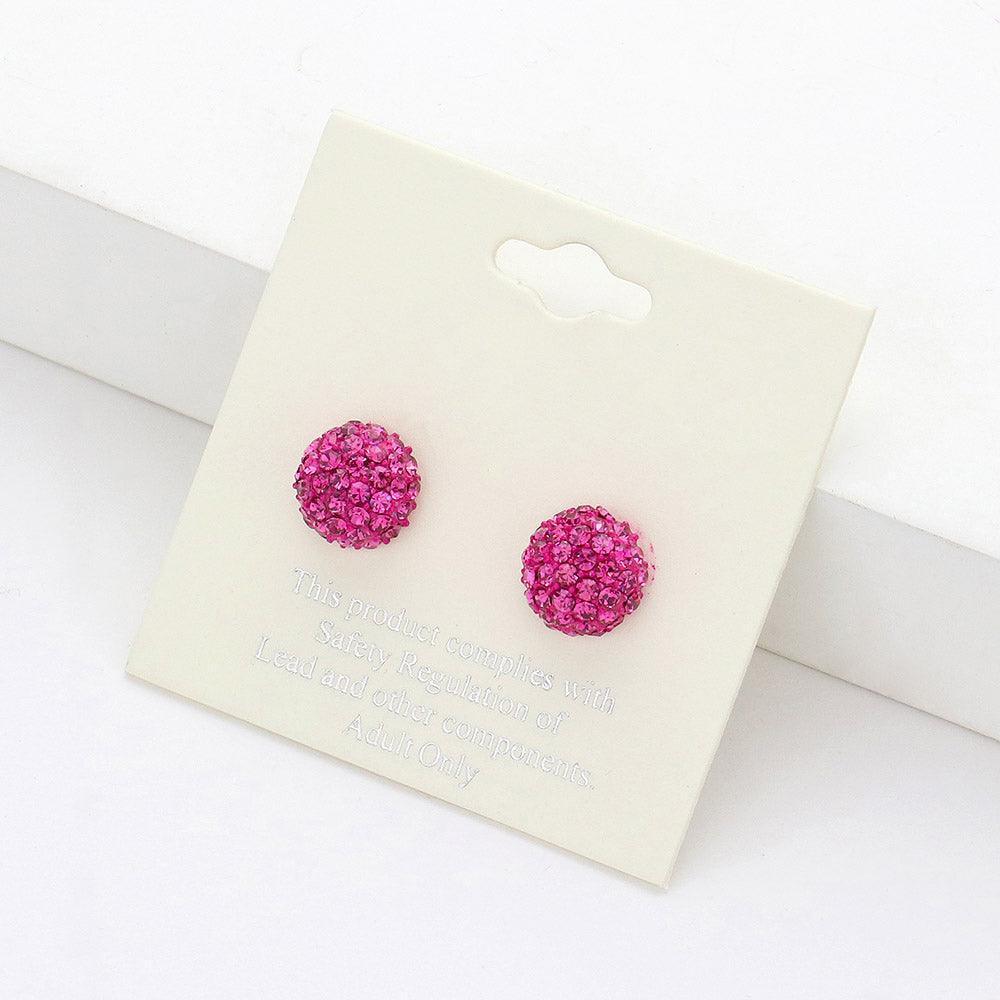 Red Crystal Paved Round Dome Stud Earrings - Jewelry Store by Erik Rayo
