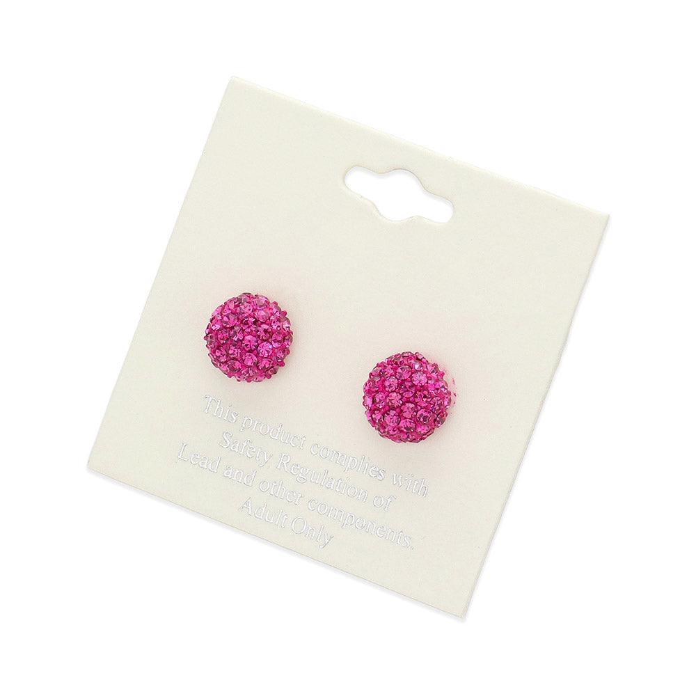Red Crystal Paved Round Dome Stud Earrings - Jewelry Store by Erik Rayo