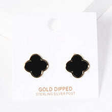 Load image into Gallery viewer, Silver Gold Dipped Metal Trim Quatrefoil Stud Earrings
