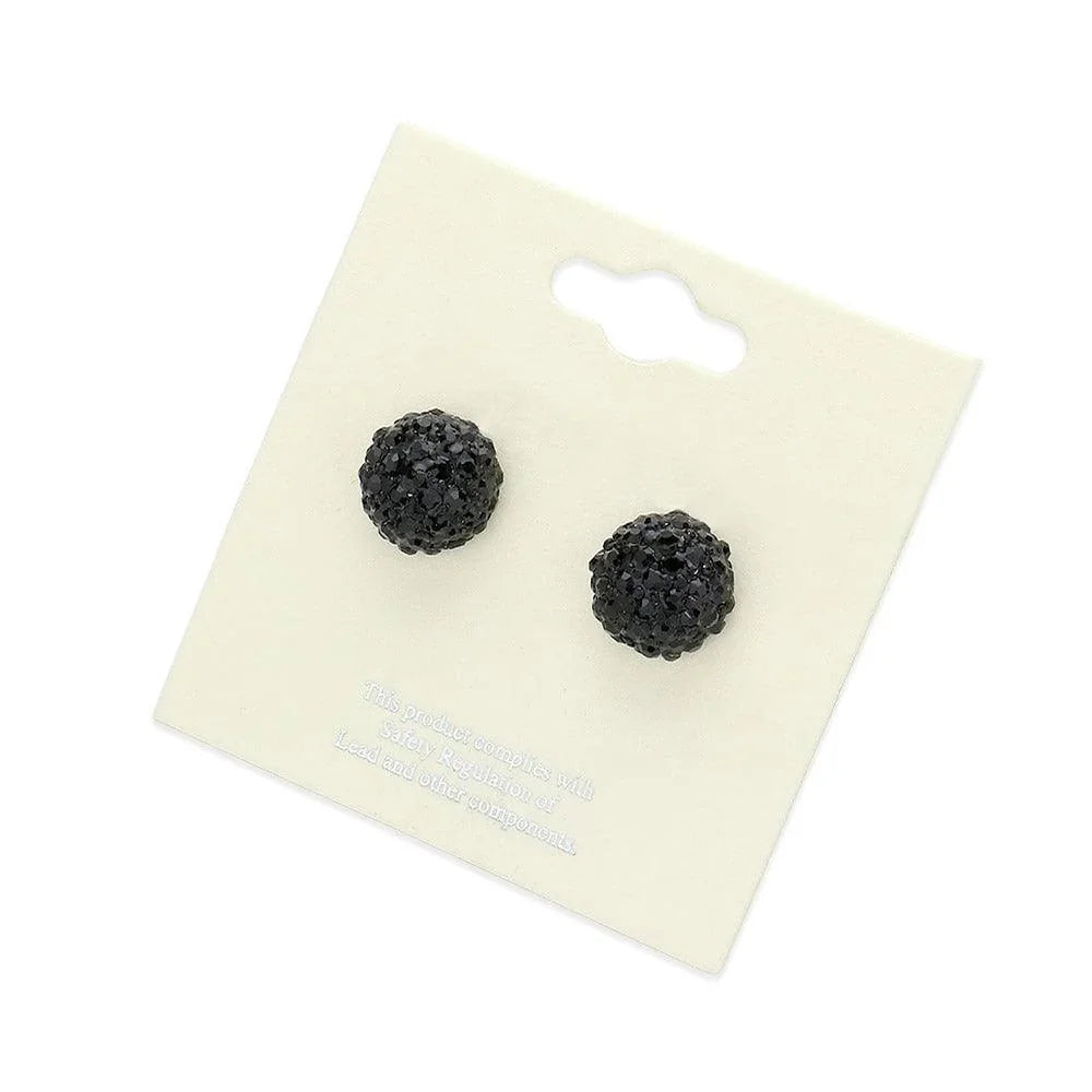 Black Crystal Paved Round Dome Stud Earrings - Jewelry Store by Erik Rayo