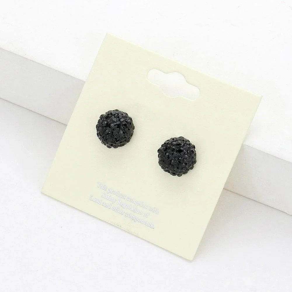 Black Crystal Paved Round Dome Stud Earrings - Jewelry Store by Erik Rayo