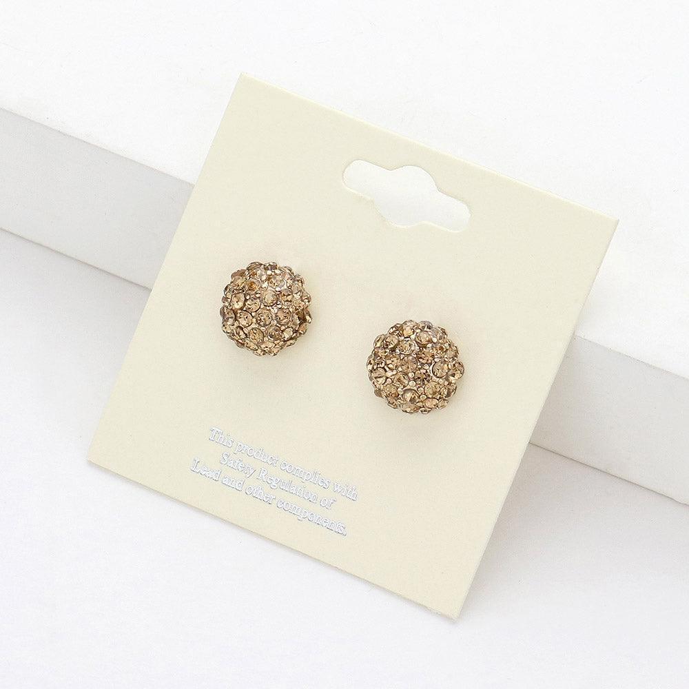 Crystal Paved Round Dome Stud Earrings - Jewelry Store by Erik Rayo