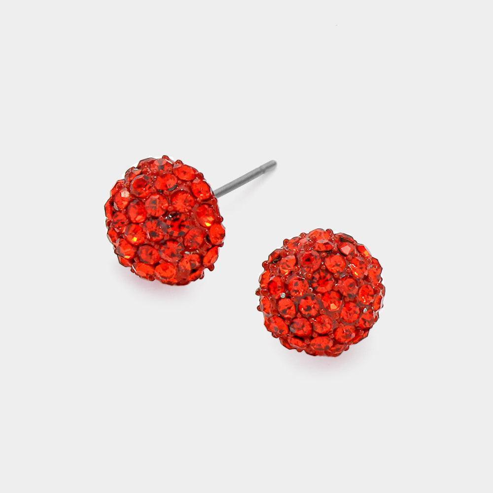 Crystal Paved Round Dome Stud Earrings - Jewelry Store by Erik Rayo