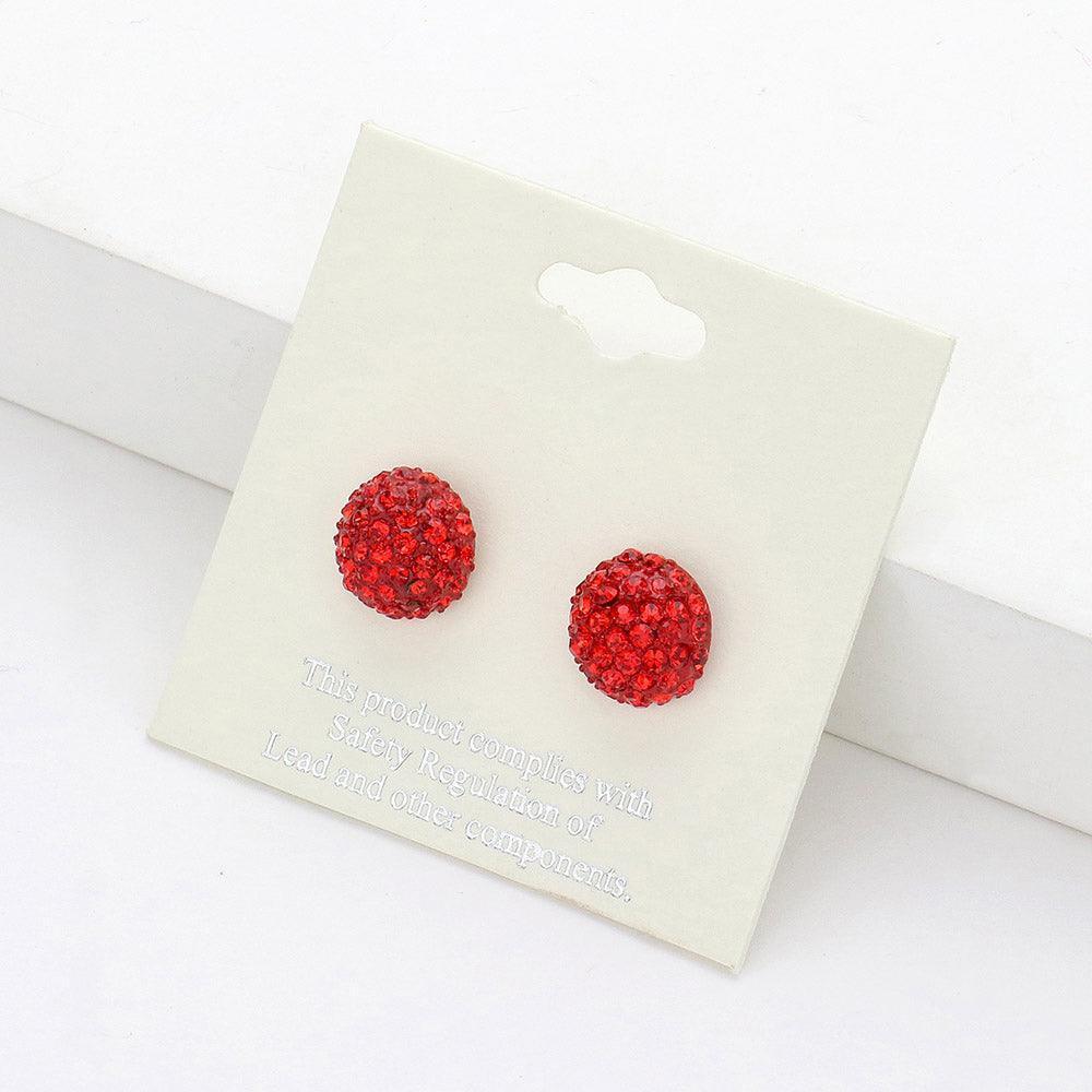 Crystal Paved Round Dome Stud Earrings - Jewelry Store by Erik Rayo