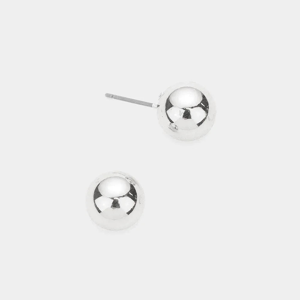 Silver Metal Ball Stud Earrings - Jewelry Store by Erik Rayo