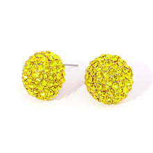 Load image into Gallery viewer, Yellow Rhinestone Embellished Dome Stud Evening Earrings
