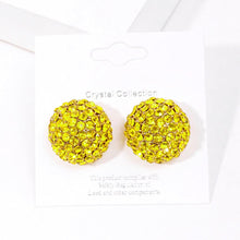 Load image into Gallery viewer, Yellow Rhinestone Embellished Dome Stud Evening Earrings
