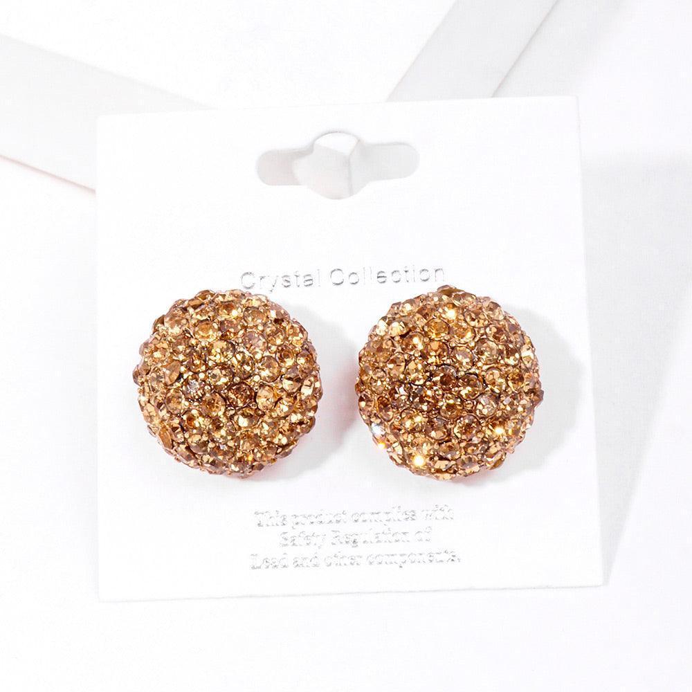 Rhinestone Embellished Dome Stud Evening Earrings - Jewelry Store by Erik Rayo