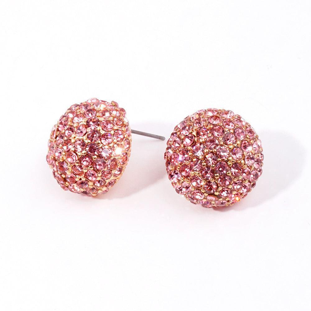 Rhinestone Embellished Dome Stud Evening Earrings - Jewelry Store by Erik Rayo