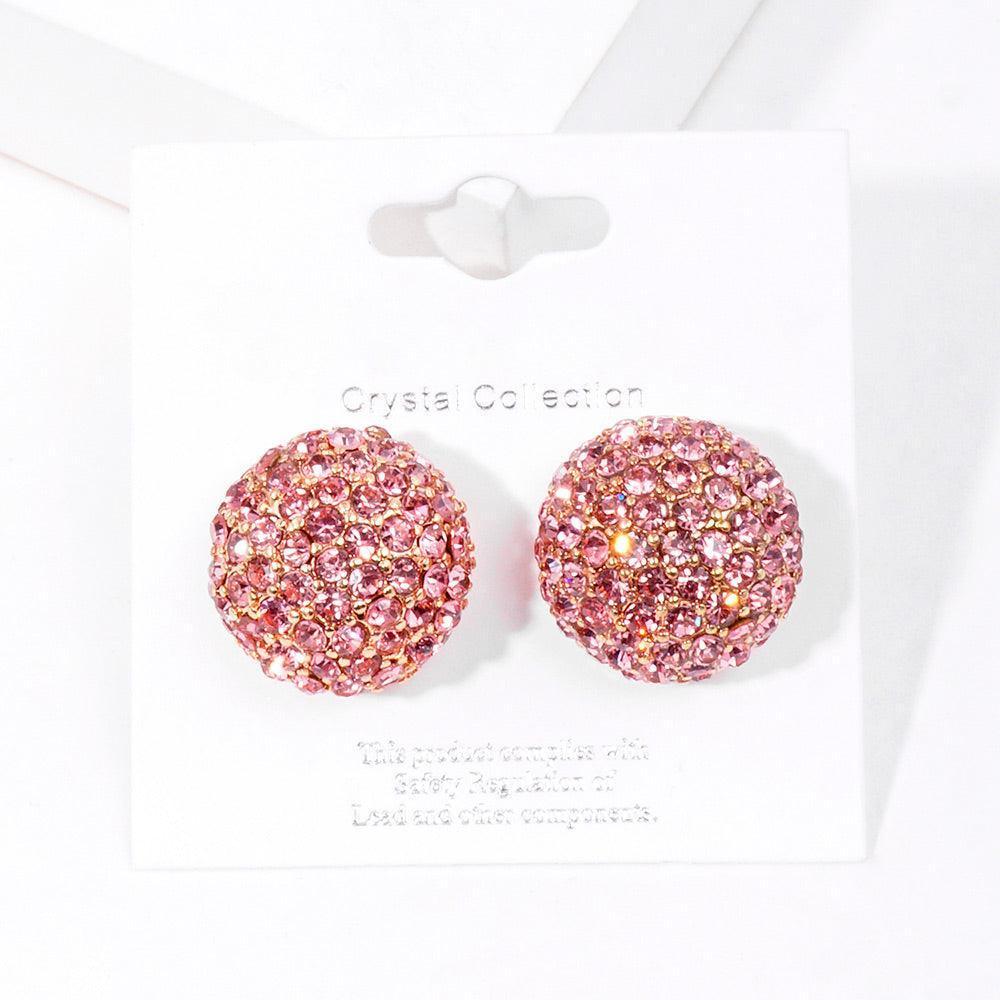 Rhinestone Embellished Dome Stud Evening Earrings - Jewelry Store by Erik Rayo